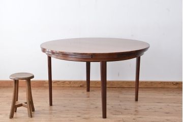 北欧家具　1970〜80年　デンマーク製　特大拡張式　ローズウッドラウンドテーブル