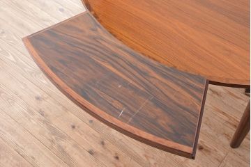 北欧家具　1970〜80年　デンマーク製　特大拡張式　ローズウッドラウンドテーブル