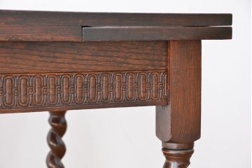 アンティーク家具　イギリスアンティーク　ツイストレッグ　オーク材　ドローリーフテーブル(エクステンションテーブル)