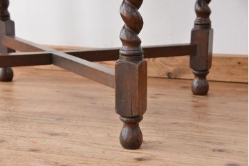 アンティーク家具　イギリスアンティーク　ツイストレッグ　オーク材　ドローリーフテーブル(エクステンションテーブル)