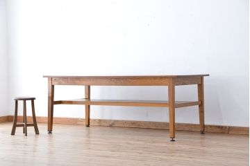 アンティーク家具　1960〜70年代　古い学校の使い込まれた大きな作業台(テーブル、机)