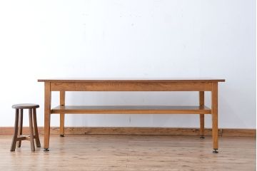 アンティーク家具　1960〜70年代　古い学校の使い込まれた大きな作業台(テーブル、机)