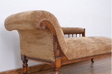 アンティーク家具　イギリスアンティーク　マホガニーカウチソファー(シューズロング、長椅子)