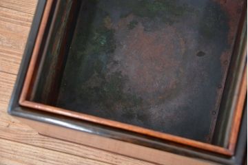 アンティーク雑貨　古民具・骨董　総欅玉杢　角火鉢2個セット　
