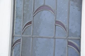 アンティーク雑貨　イギリスアンティーク　両開き　特大ステンドグラスドア　1対(2枚セット　扉)