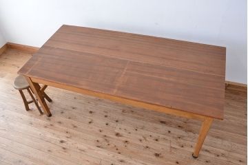 レトロ家具　昭和レトロ　古い学校の大きな木製作業台(テーブル・机)