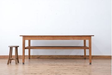 アンティーク家具　1960〜70年代　古い学校の使い込まれた大きな作業台(テーブル、机)