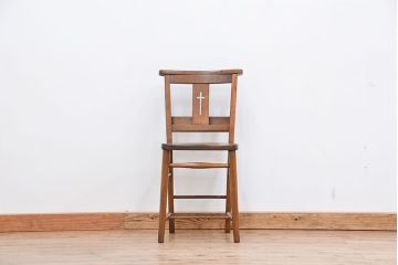 アンティーク家具　イギリスアンティーク　味のあるチャーチチェア　1脚(椅子、イス)