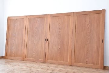 古民具・骨董　無垢欅材一枚板　上質な板戸4枚セット(帯戸)