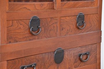 アンティーク家具　古民具・骨董　極上　特別注文造り　総欅無垢　重ね　美濃帳場箪笥