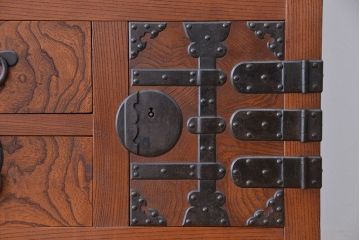 アンティーク家具　古民具・骨董　極上　特別注文造り　総欅無垢　重ね　美濃帳場箪笥