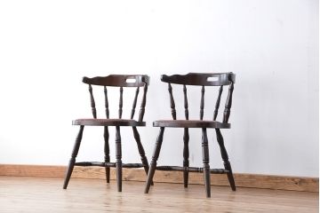 ヴィンテージ家具　イギリスビンテージ　かわいらしいダイニングチェア　2脚セット(椅子/イス)