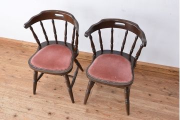ヴィンテージ家具　イギリスビンテージ　かわいらしいダイニングチェア　2脚セット(椅子/イス)