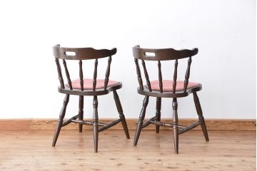 ヴィンテージ家具　イギリスビンテージ　かわいらしいダイニングチェア　2脚セット(椅子/イス)