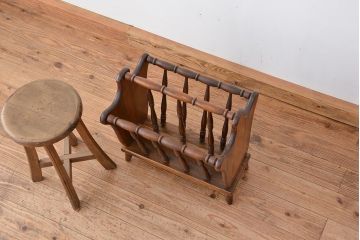 アンティーク雑貨　中古　飛騨産業キツツキマークマガジンラック