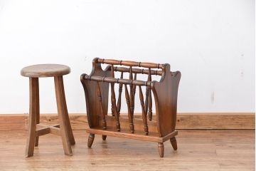 アンティーク雑貨　中古　飛騨産業キツツキマークマガジンラック
