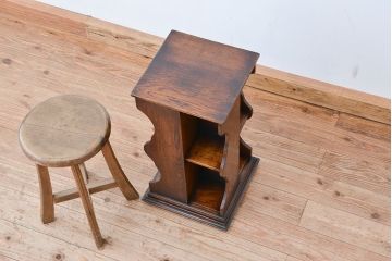 アンティーク家具　イギリスアンティーク　オーク材　卓上リボルビングブックケース(本棚/本立て)