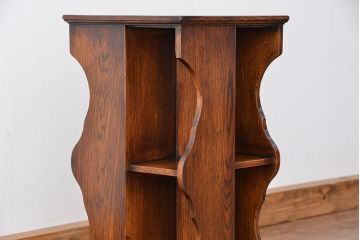 アンティーク家具　イギリスアンティーク　オーク材　卓上リボルビングブックケース(本棚/本立て)