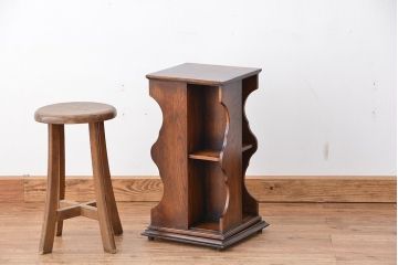 アンティーク家具　イギリスアンティーク　オーク材　卓上リボルビングブックケース(本棚/本立て)