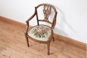アンティーク家具　イギリスアンティーク　象嵌チェア(椅子、イス)　1脚