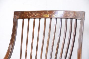 アンティーク家具　イギリスアンティーク　象嵌チェア(椅子、イス)　2脚セット(ジャンク)
