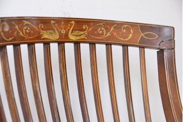 アンティーク家具　イギリスアンティーク　象嵌チェア(椅子、イス)　2脚セット(ジャンク)