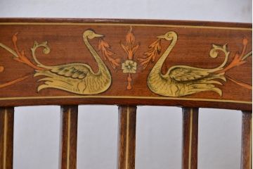 アンティーク家具　イギリスアンティーク　象嵌チェア(椅子、イス)　2脚セット(ジャンク)