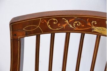 アンティーク家具　イギリスアンティーク　象嵌チェア(椅子、イス)　2脚セット(ジャンク)