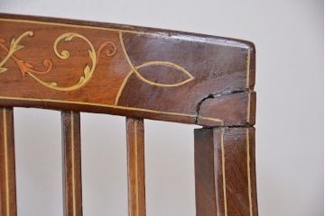 アンティーク家具　イギリスアンティーク　象嵌チェア(椅子、イス)　2脚セット(ジャンク)