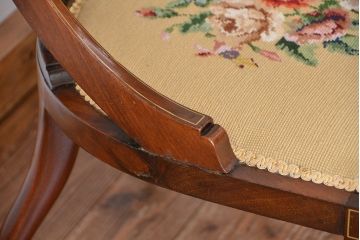 アンティーク家具　イギリスアンティーク　象嵌チェア(椅子、イス)　2脚セット(ジャンク)