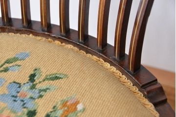 アンティーク家具　イギリスアンティーク　象嵌チェア(椅子、イス)　2脚セット(ジャンク)