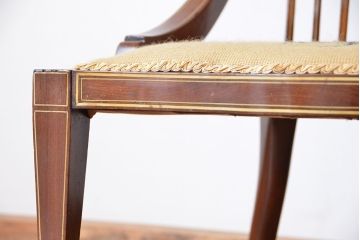 アンティーク家具　イギリスアンティーク　象嵌チェア(椅子、イス)　2脚セット(ジャンク)