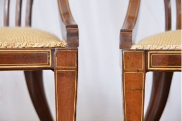 アンティーク家具　イギリスアンティーク　象嵌チェア(椅子、イス)　2脚セット(ジャンク)