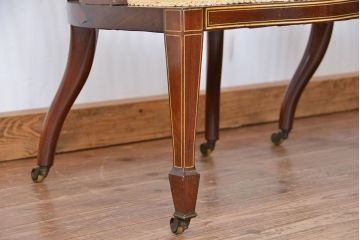 アンティーク家具　イギリスアンティーク　象嵌チェア(椅子、イス)　2脚セット(ジャンク)