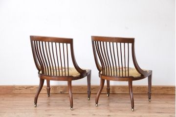 アンティーク家具　イギリスアンティーク　象嵌チェア(椅子、イス)　2脚セット(ジャンク)