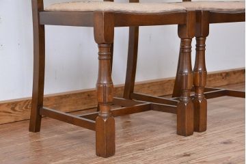 アンティーク家具　イギリスアンティーク　彫刻チェア　2脚セット(椅子、イス)
