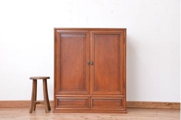 アンティーク家具　古民具・骨董　特別注文造り　三方欅材の上質な茶棚(飾り棚、収納棚、茶箪笥、水屋箪笥)