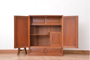アンティーク家具　古民具・骨董　特別注文造り　三方欅材の上質な茶棚(飾り棚、収納棚、茶箪笥、水屋箪笥)