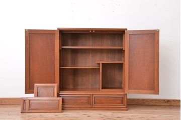 アンティーク家具　古民具・骨董　特別注文造り　三方欅材の上質な茶棚(飾り棚、収納棚、茶箪笥、水屋箪笥)