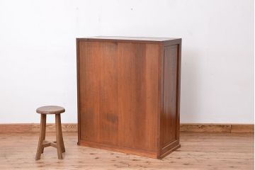 アンティーク家具　古民具・骨董　特別注文造り　三方欅材の上質な茶棚(飾り棚、収納棚、茶箪笥、水屋箪笥)