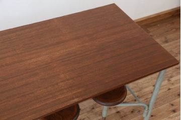 ラフジュオリジナル　8脚格納スツールの特大作業台(テーブル、机)