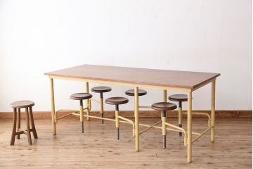 ラフジュオリジナル　6脚格納スツールの作業台(テーブル、机)