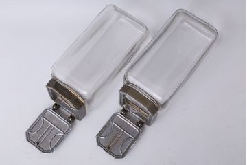 アンティーク雑貨　アンティーク 古い商店の蓋付きガラスビン[瓶]2個セット(菓子瓶)