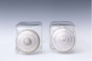 アンティーク雑貨　アンティーク 古い商店のガラスビン[瓶]2個セット(菓子瓶)