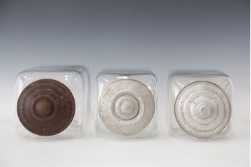 アンティーク雑貨　アンティーク 古い商店のガラスビン[瓶]3個セット(菓子瓶)