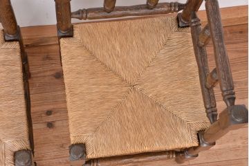 ヴィンテージ家具　イギリスビンテージ　オーク材コーナーチェア　2脚セット(椅子、イス)