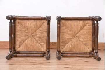 ヴィンテージ家具　イギリスビンテージ　オーク材コーナーチェア　2脚セット(椅子、イス)