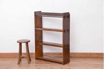 アンティーク家具　アンティーク　古い木のシンプルな楔本棚(飾り棚、ブックシェルフ)