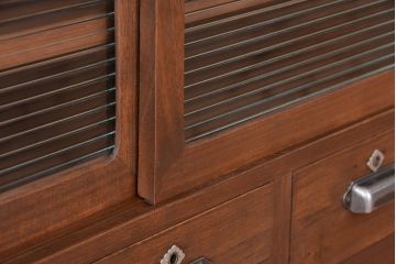 アンティーク家具　アンティーク　モールガラス脚付きローボード?(収納棚)