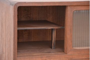 アンティーク家具　アンティーク　モールガラス脚付きローボード?(収納棚)